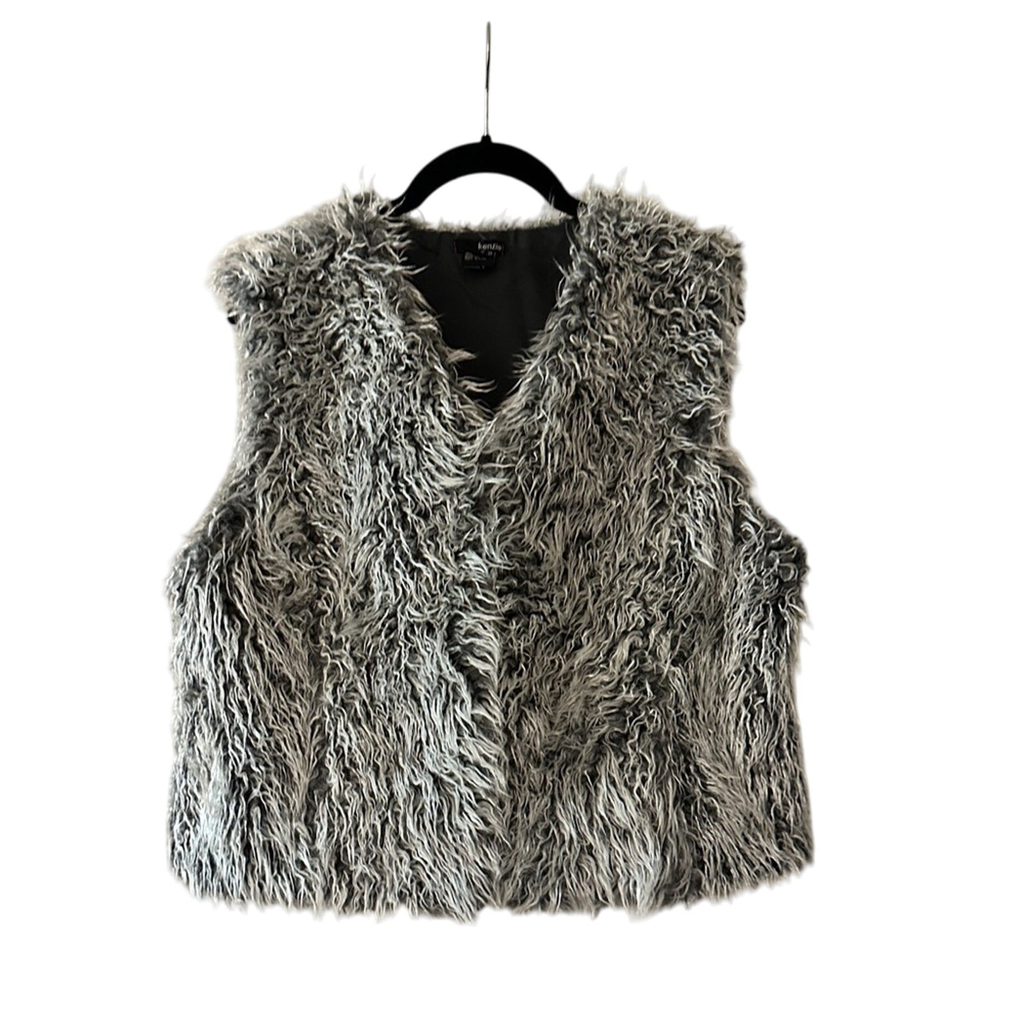 🍷Kenzie grey white and black faux fur vest size large
