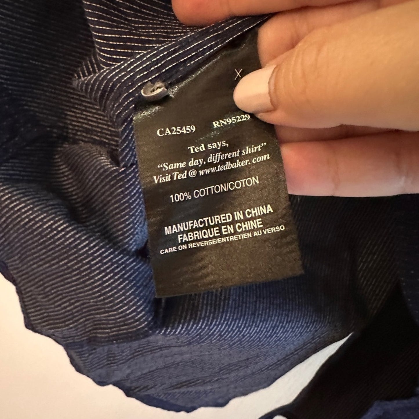 Ted Baker endurance dark blue button up size 15