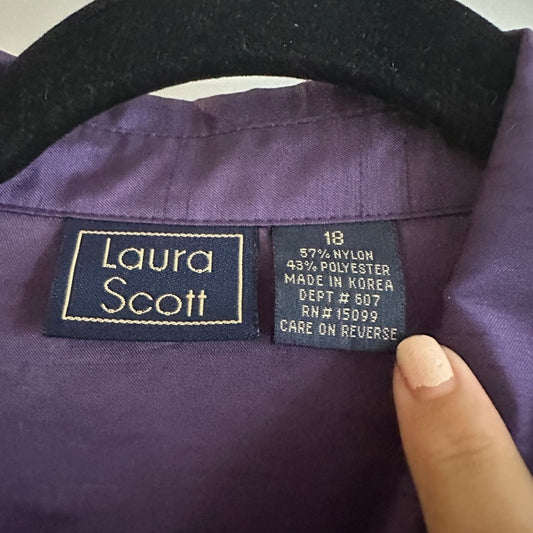 🍷Vintage Laura Scott purple button down short sleeve shirt size 18