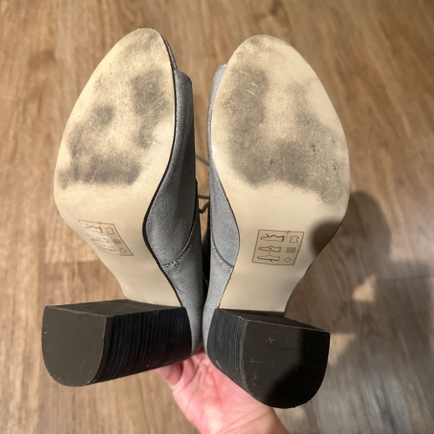 🍷ASOS grey open toe heeled ankle booties size 5