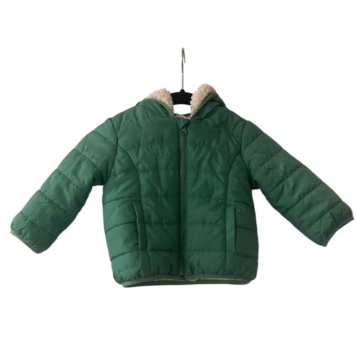 Mighty goods green puffer fleece lined jacket size 18m