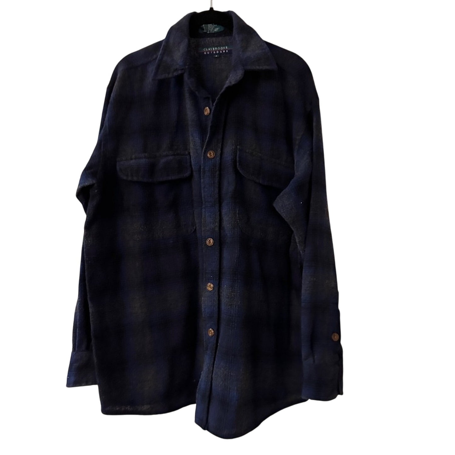 Claybrooke Outdoors blue and grey plaid flannel, wool blend , size medium