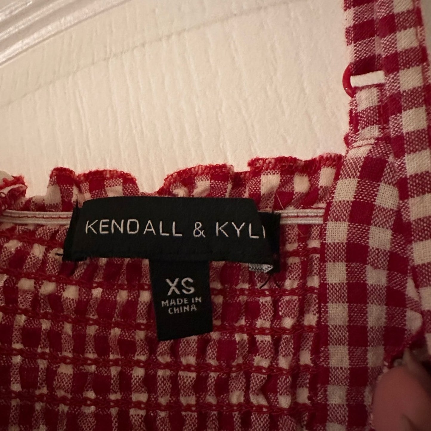 Kendall + Kylie red and white gingham mini dress size xs