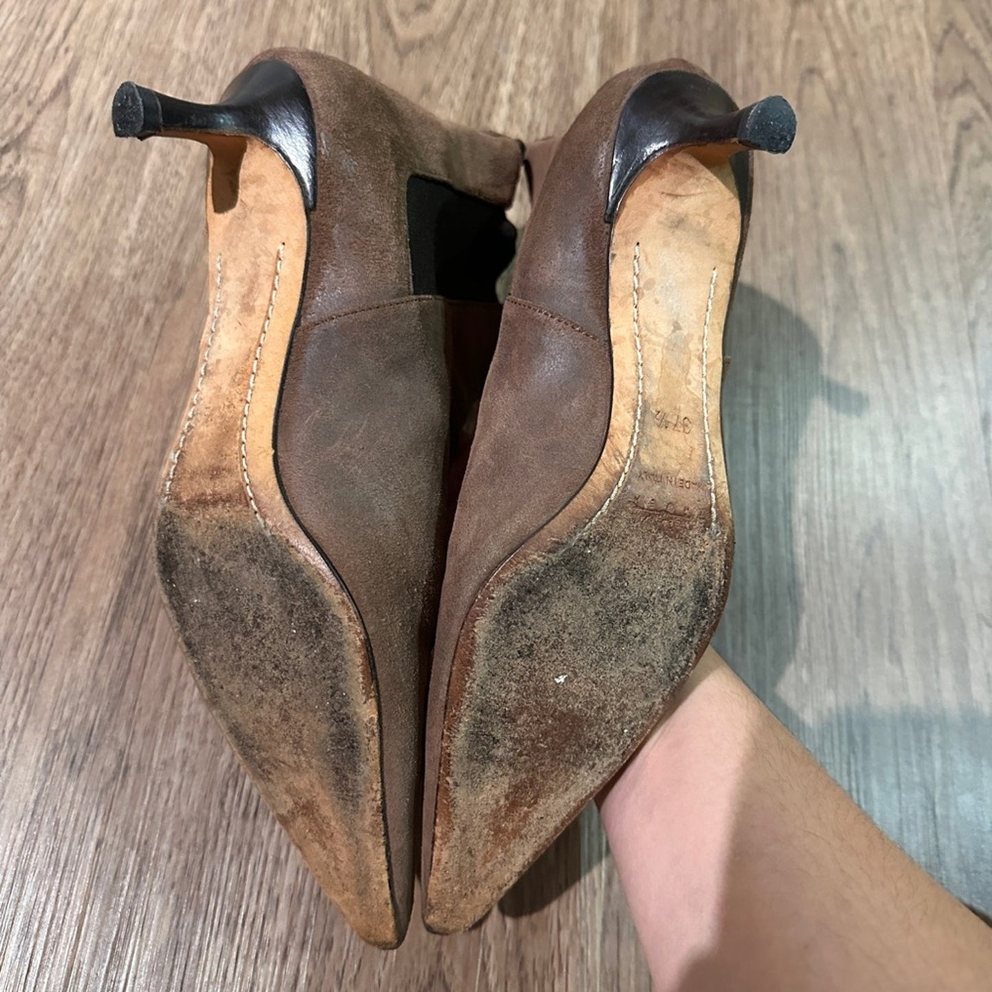 Lambertson Truex brown pointed toe ankle boots size 7.5