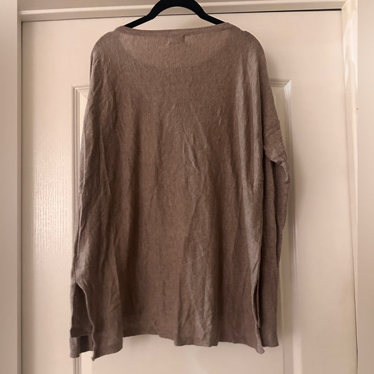 Old Navy light brown round neck long sleeve tee size large