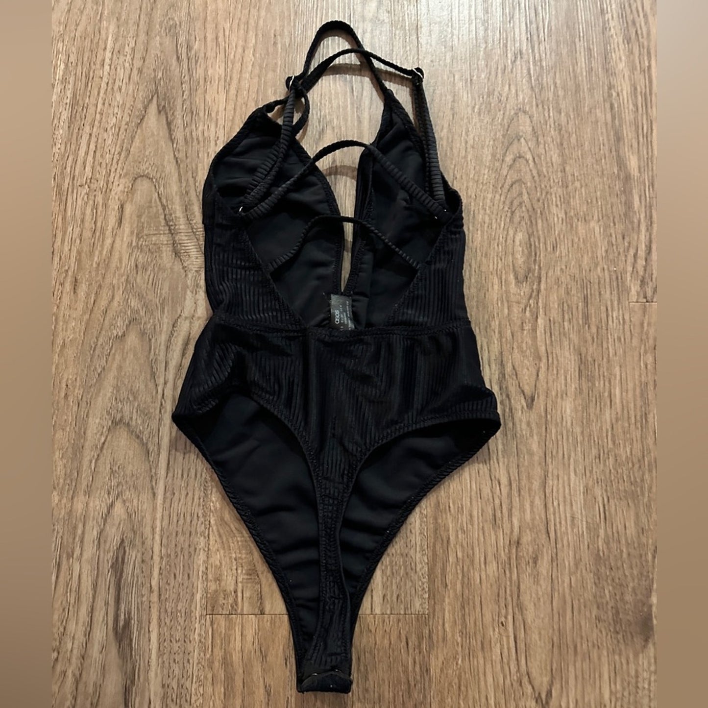 ASOS black deep v body suit size 4