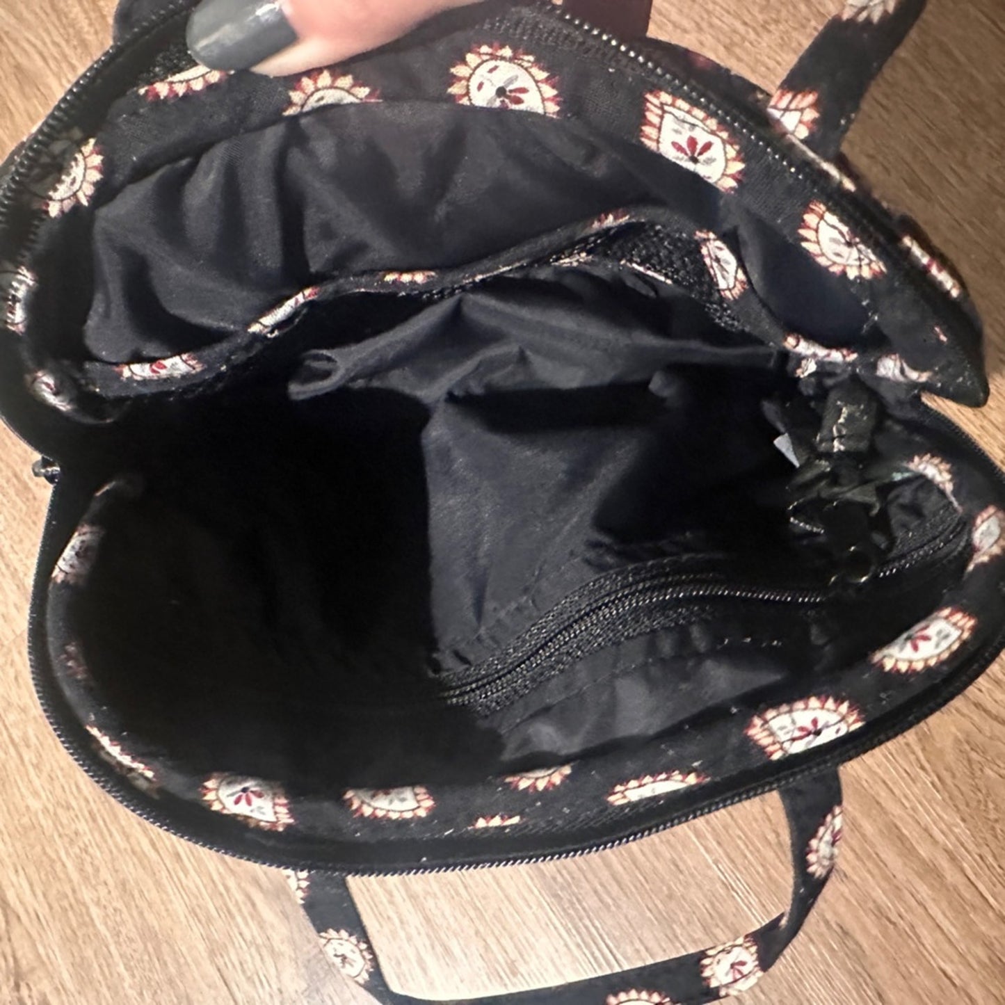 Vera Bradley black red and cream printed small bag