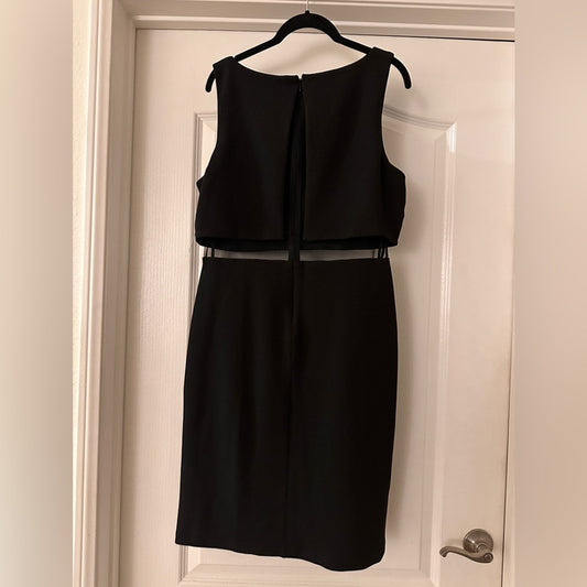 NWT Jesica Simpson black mesh cut out midi dress size 14