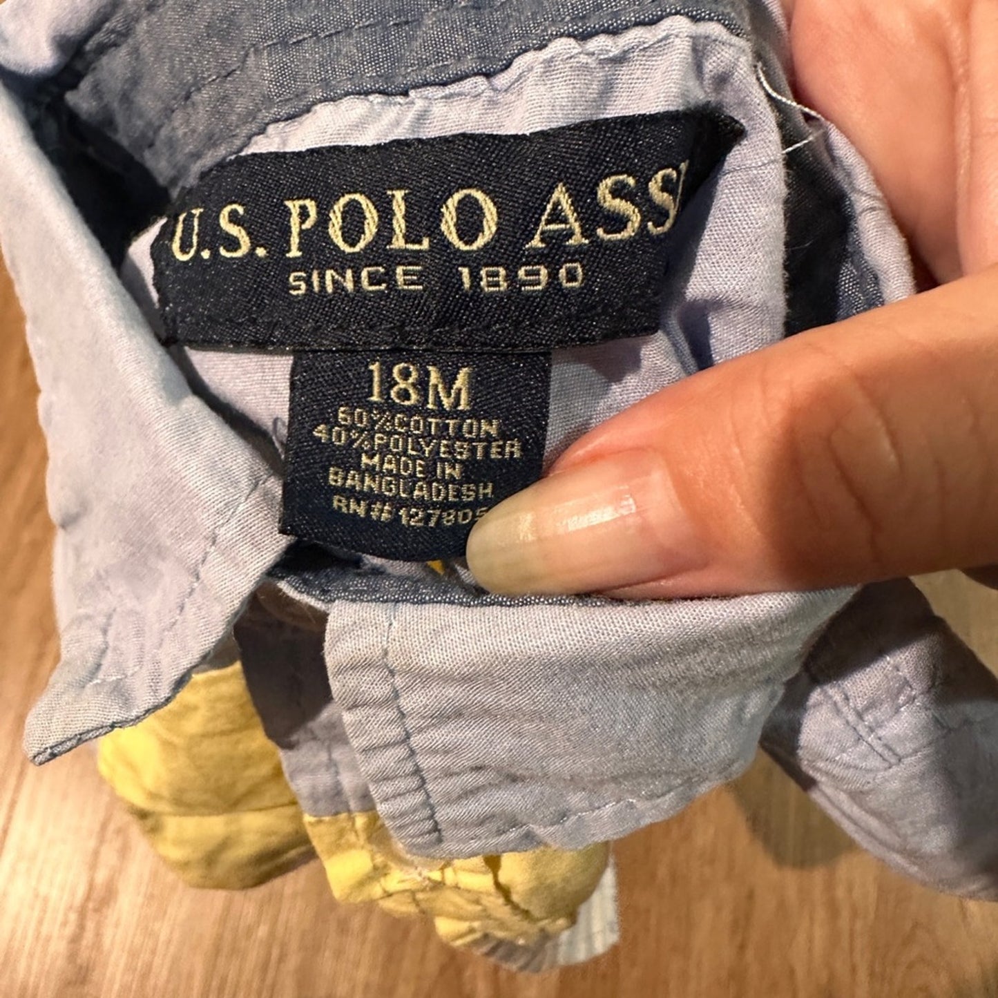 US polo Assn button down color block and striped shirt size 18m