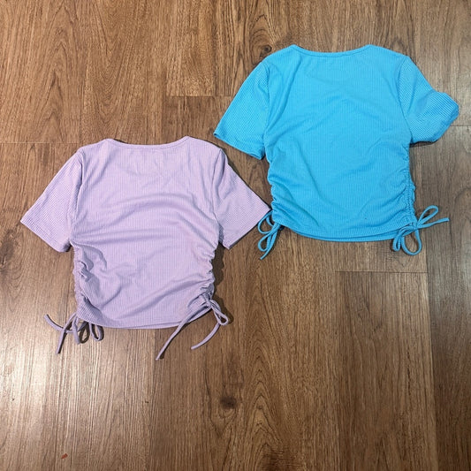 Timing set of 2 ribbed knit baby short sleeve tees size medium