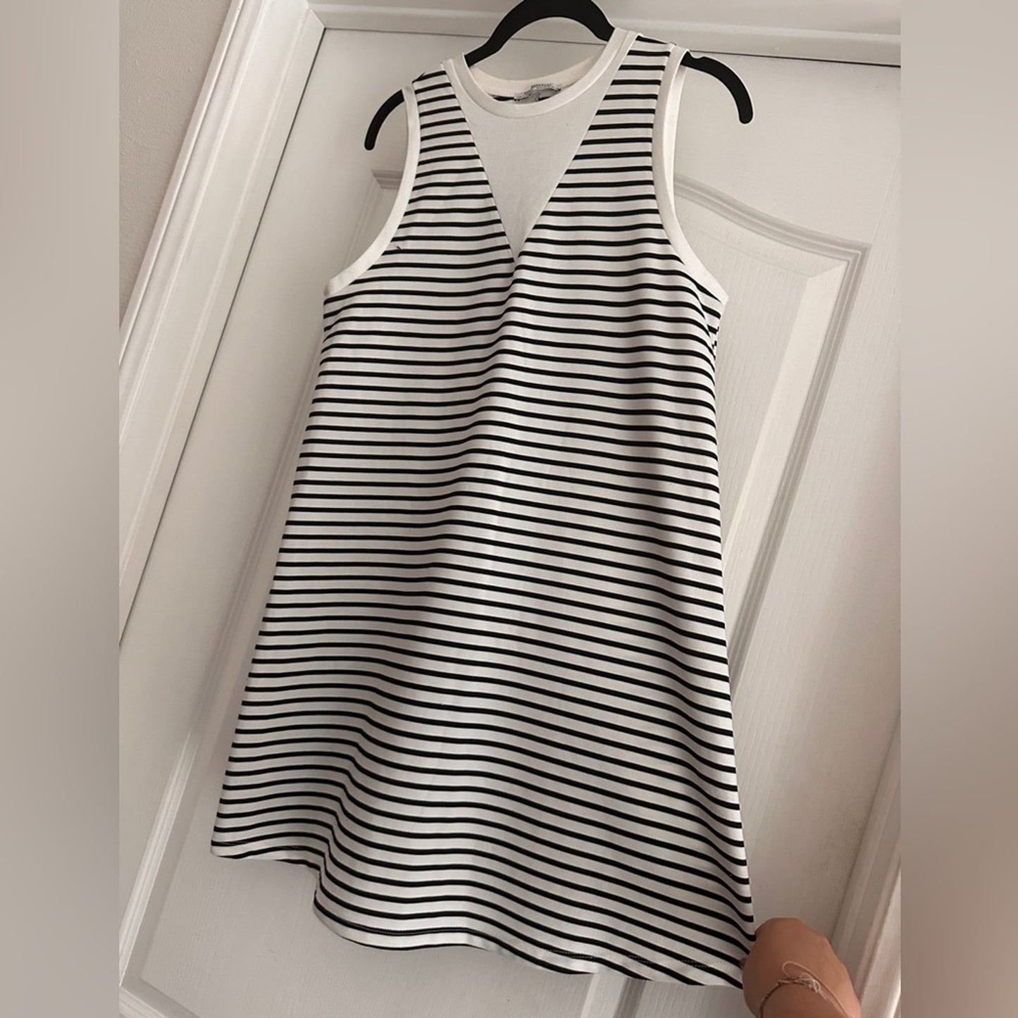 Zara black white stripped mini dress size medium