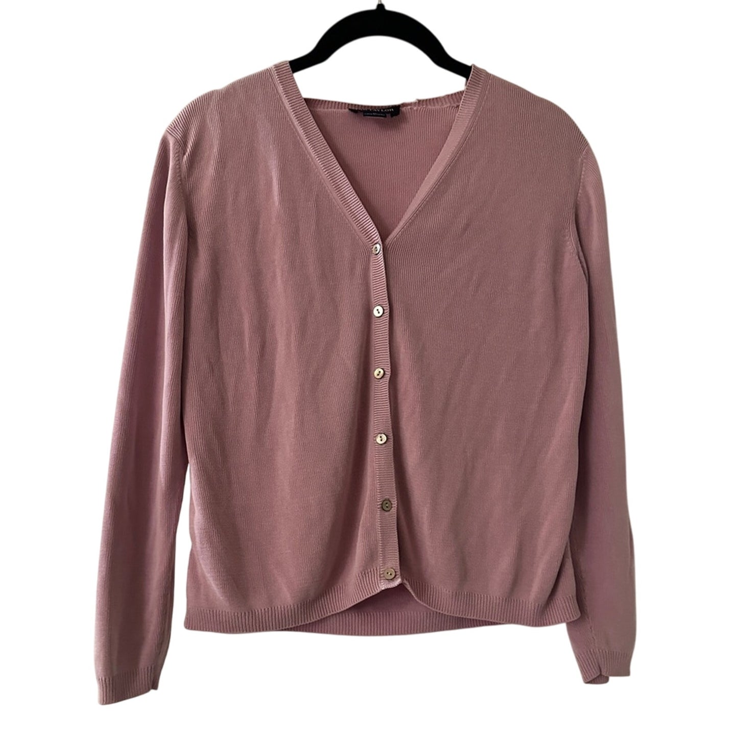 Ann Taylor retail black label 100% silk mauve ribbed knit size medium