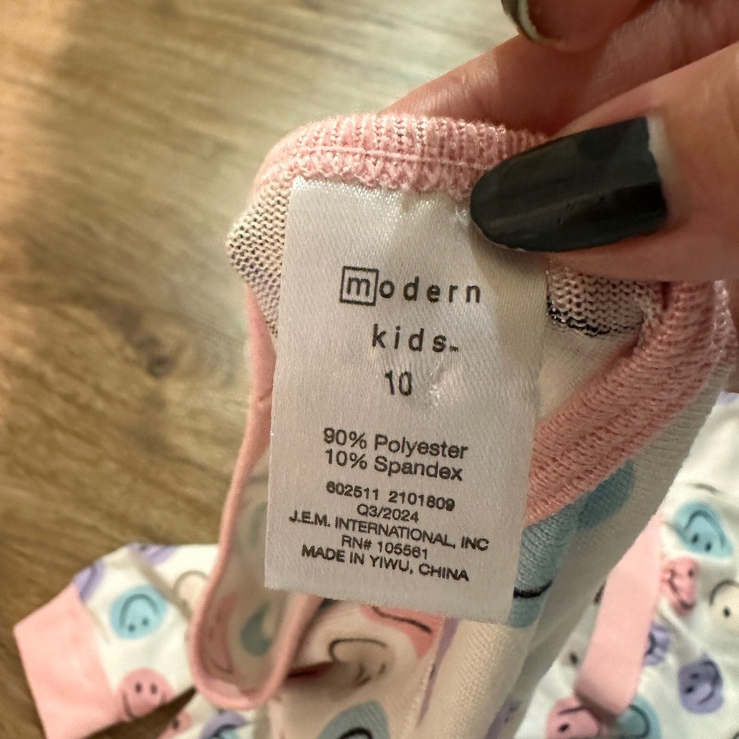Modern kids smiley face print pajama set size 10