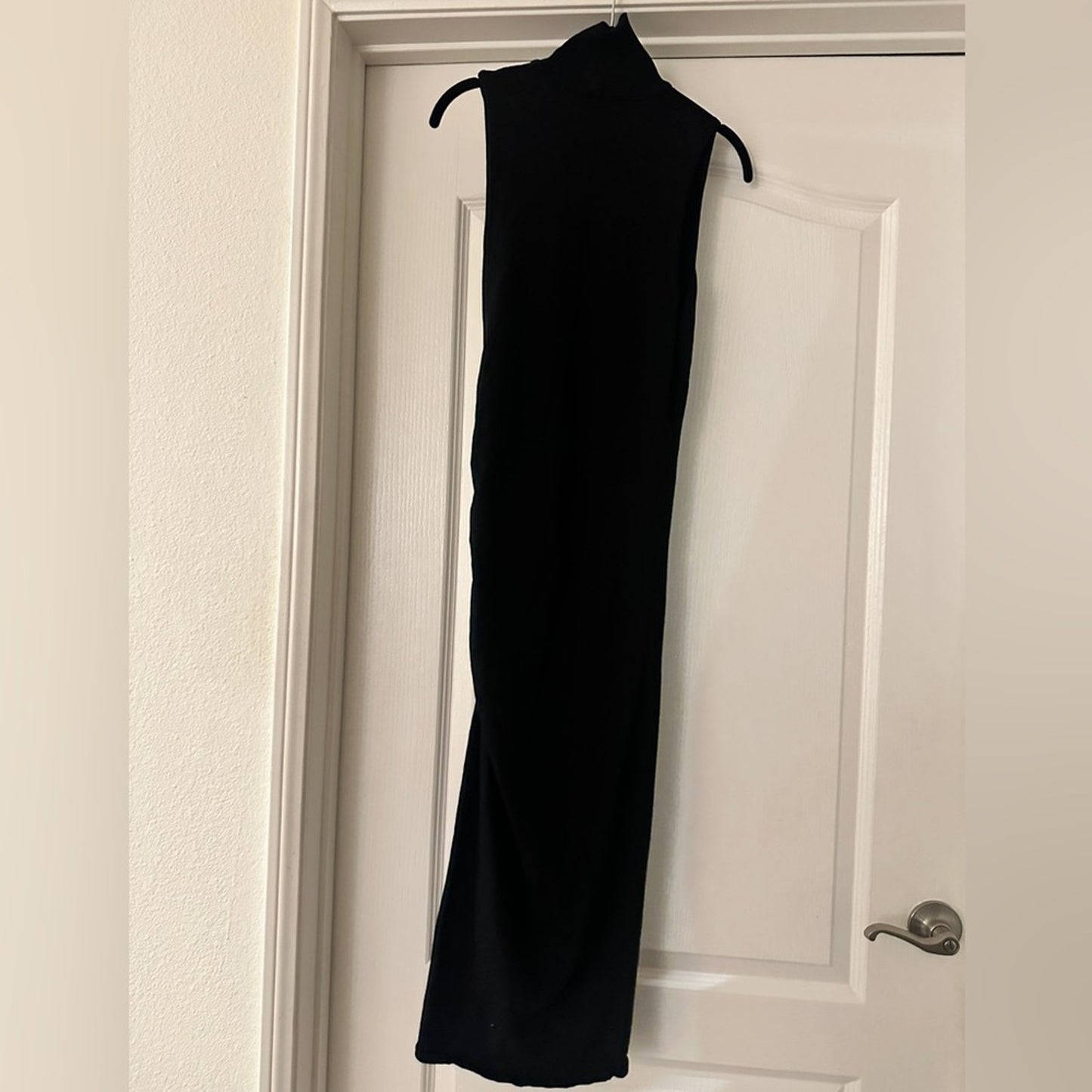 Zara black ribbed knit turtleneck tank dress size medium
