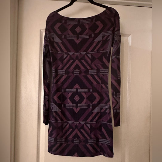 Vain purple can black geometric print bodycon dress size small