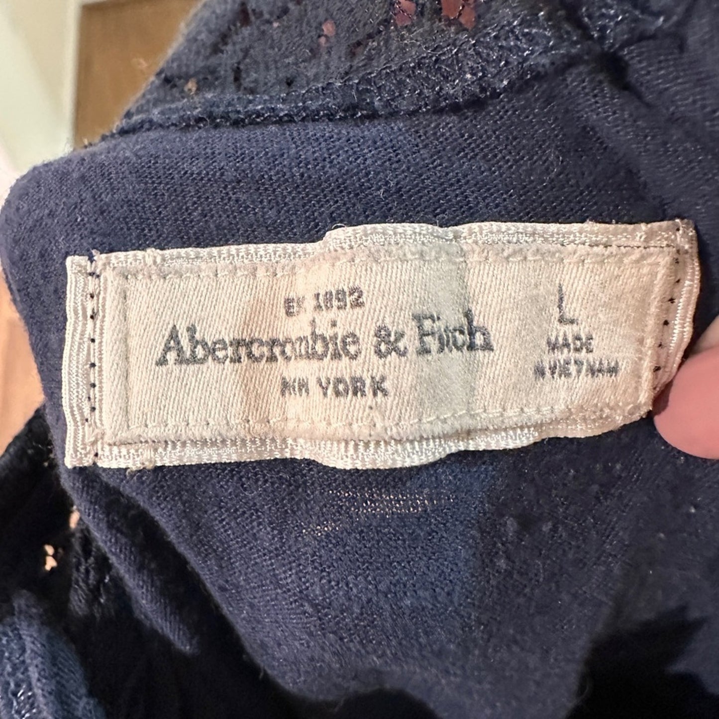 Abercrombie & Fitch Lace Racerback Tank Top in Navy Size Large