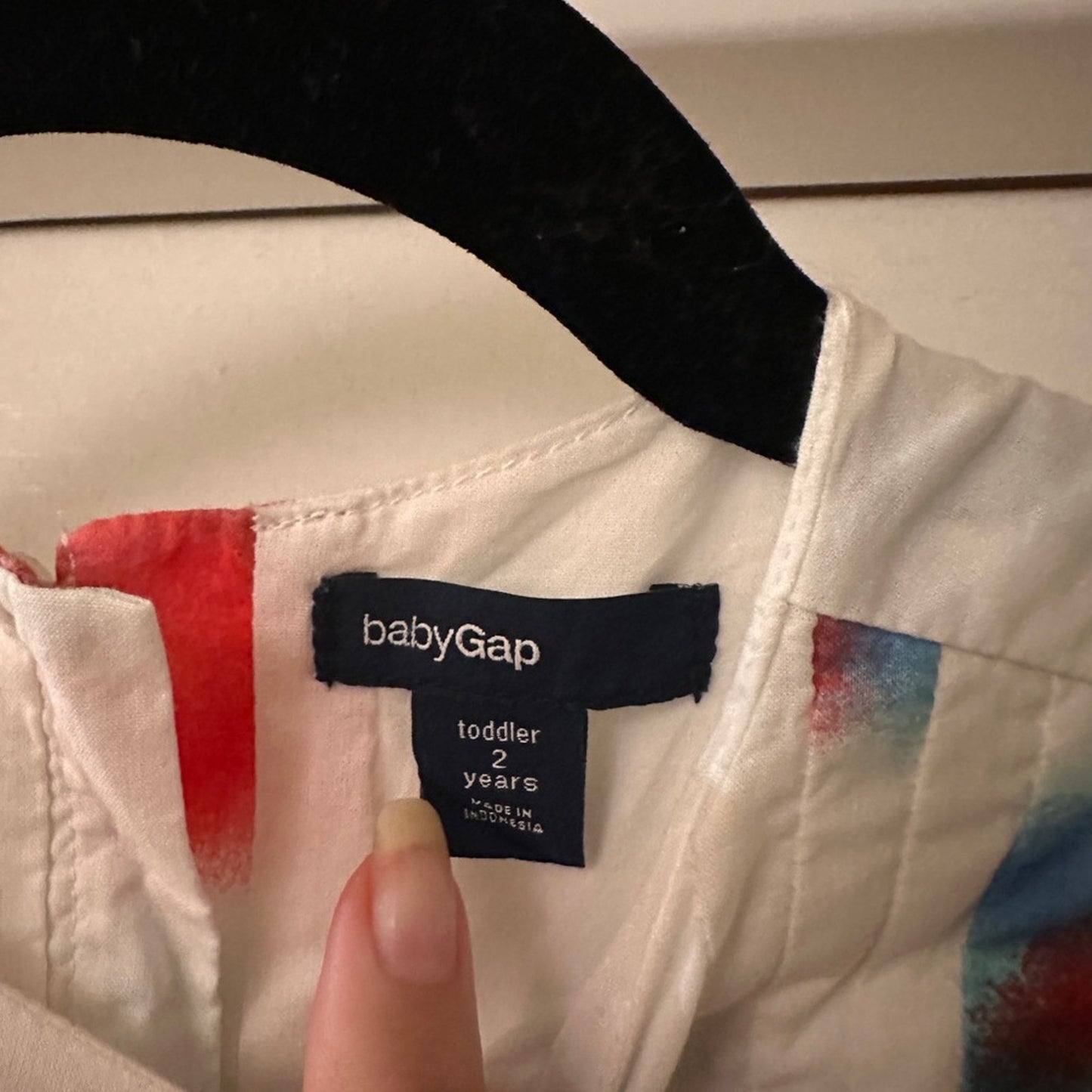 Baby gap 100% cotton white blue and red abstract print tank dress size 2t