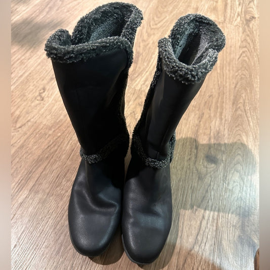 🍷360 easysport black mid calf booties size 8.5