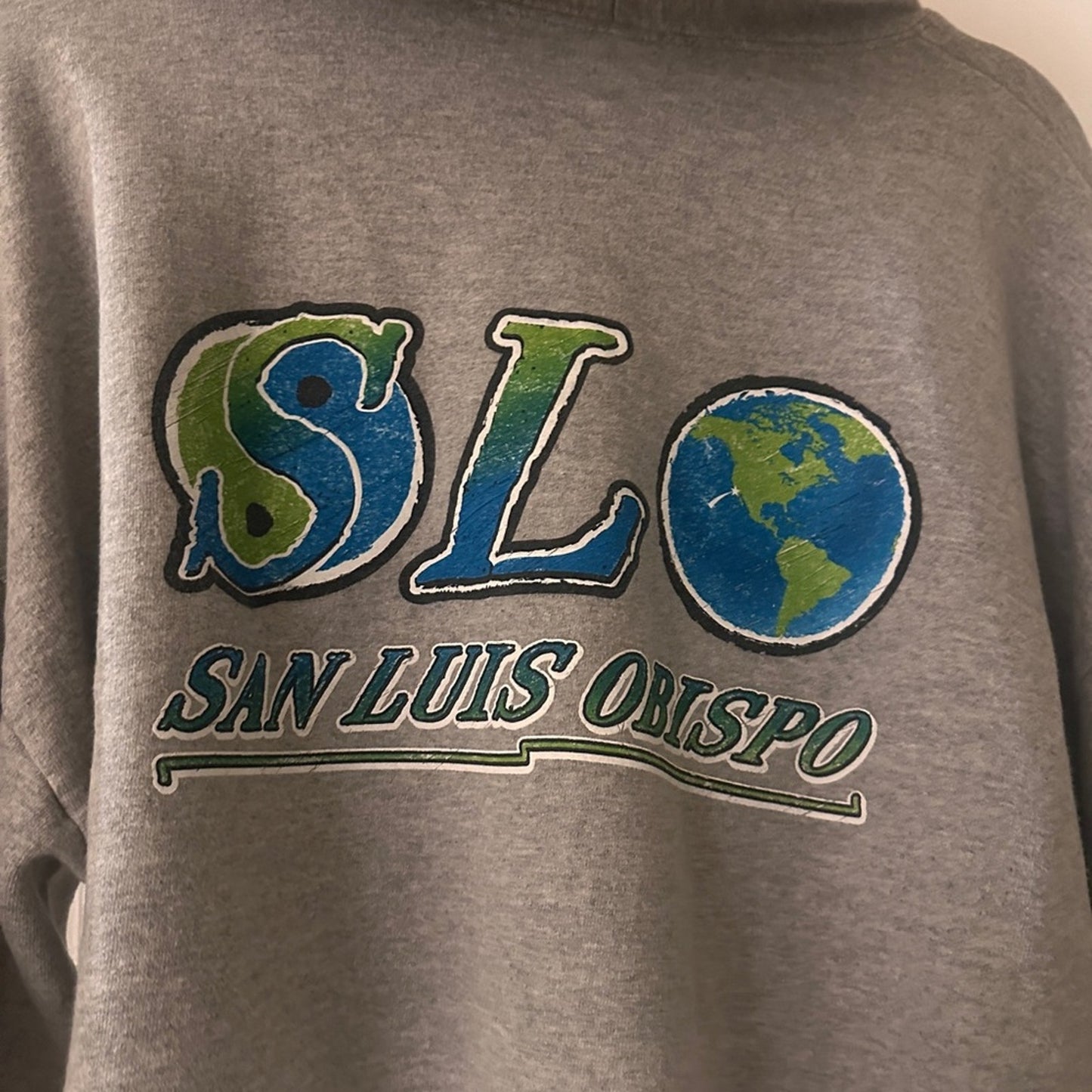 Hanes San Luis Obispo (SLO) grey cropped hoodie size XL