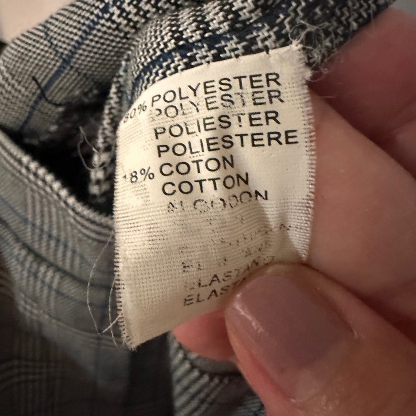 Elenza grey white and navy plaid houndstooth trousers size large