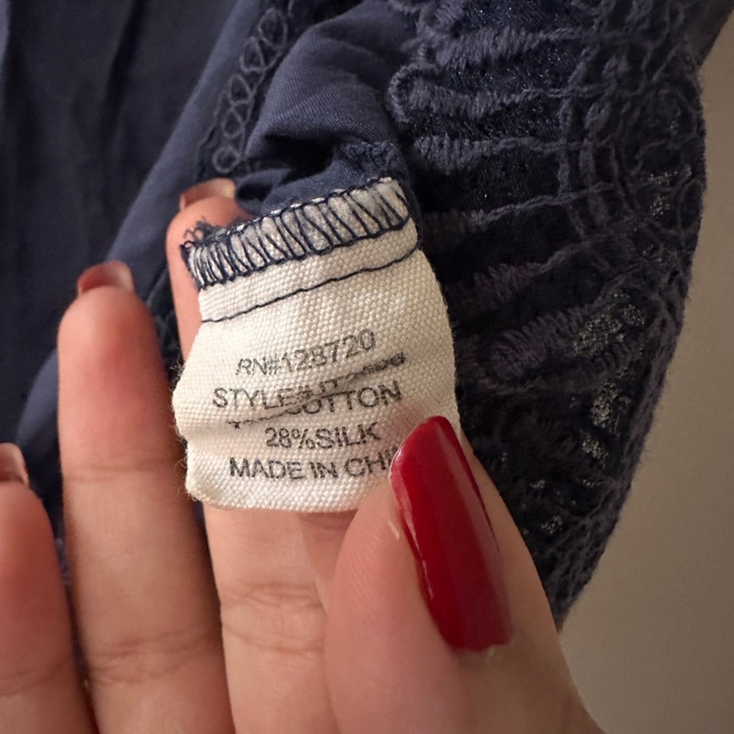 Naked Zebra navy blue silk blend gauze tank size small