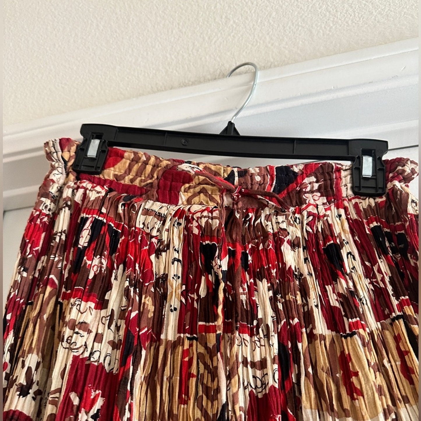 Vintage cotton gauze Indian block print skirt, one size petite length