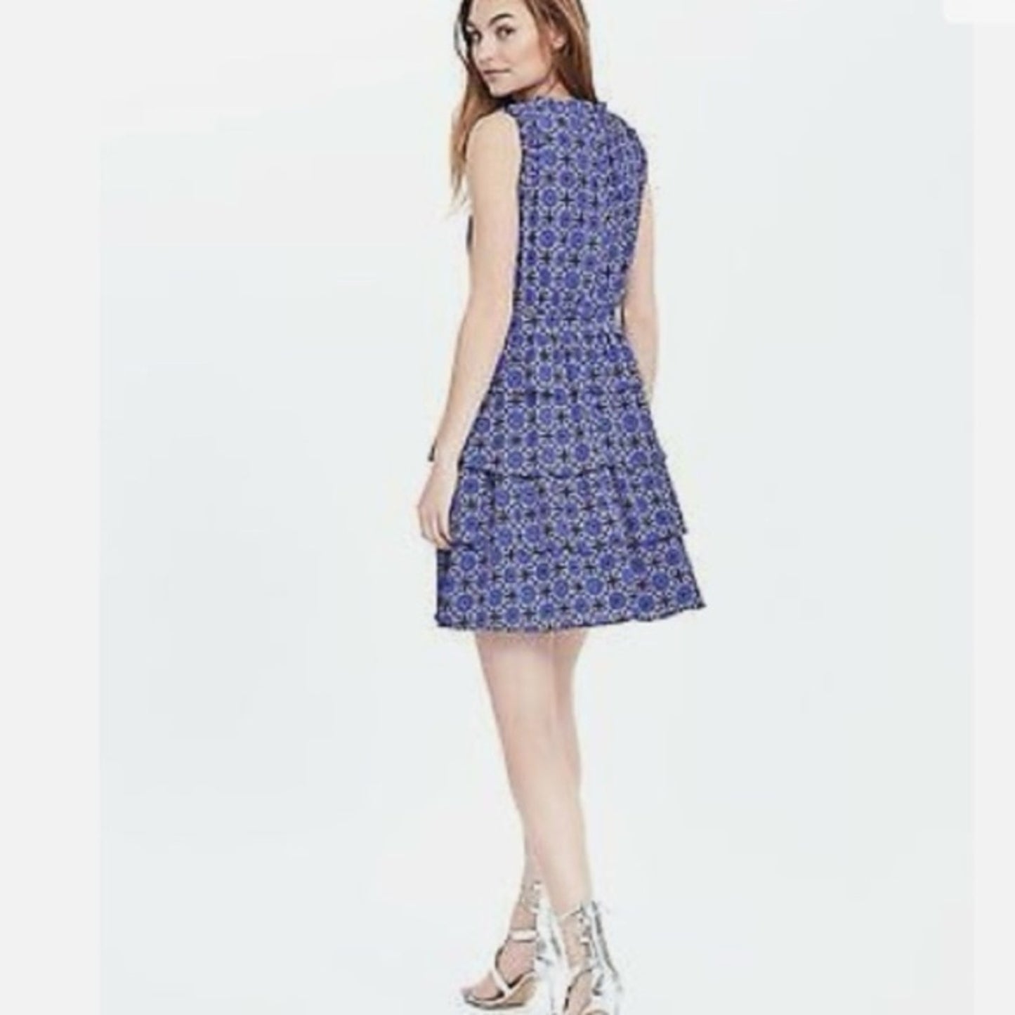 Banana Republic tile micro floral sleeveless dress size 14