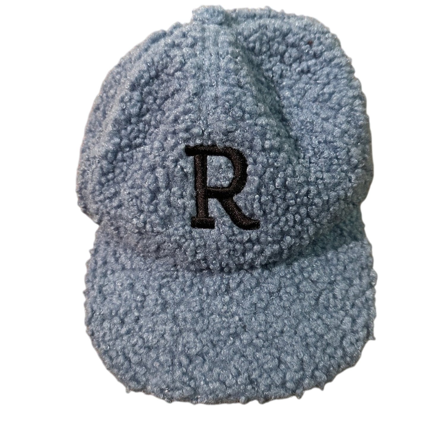 Unisex R monogrammed blue sherpa hat one size