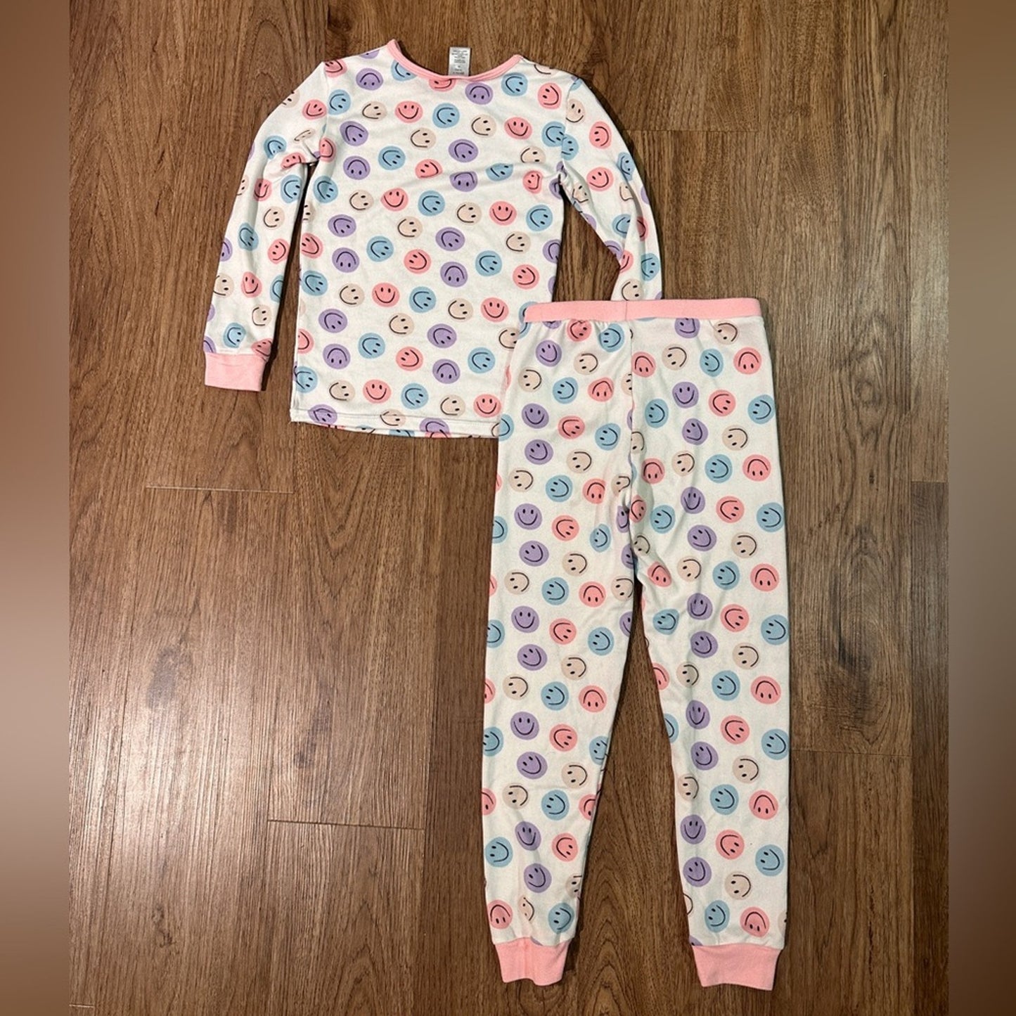 Modern kids smiley face print pajama set size 10