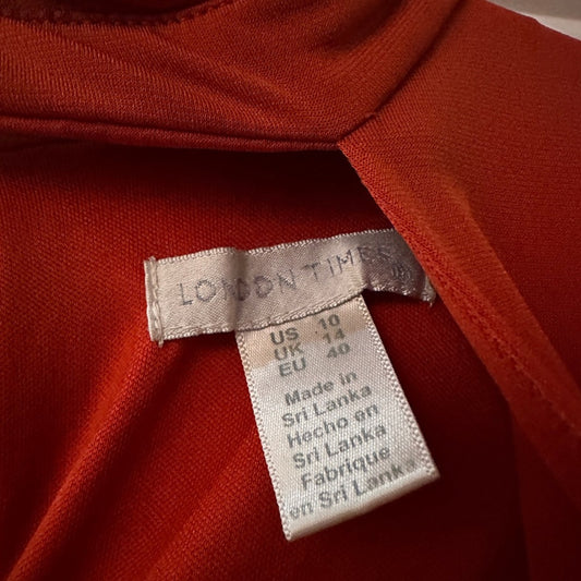 🍷London Times dark orange cut out turtle neck sleeveless dress size 10