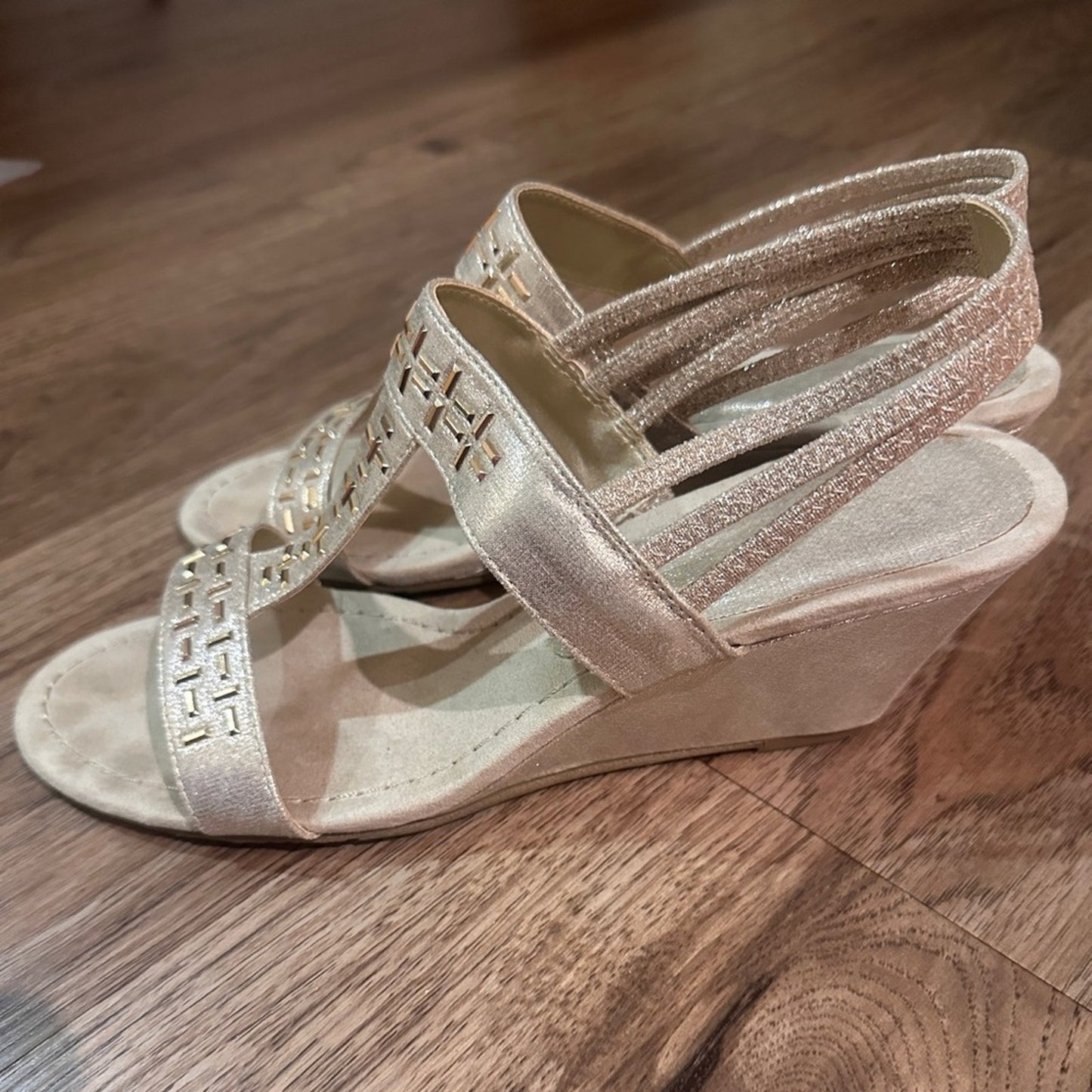 New York transit champagne embellished sling back sandals size 9.5 , new in box