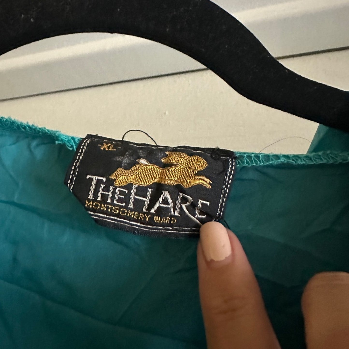 Vintage travel turquoise light weight hooded winbreaker size XL