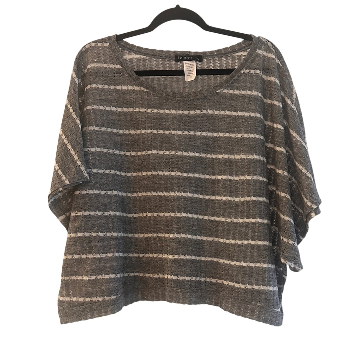 🍷Vintage Janeric boxy grey and white striped knit top size M