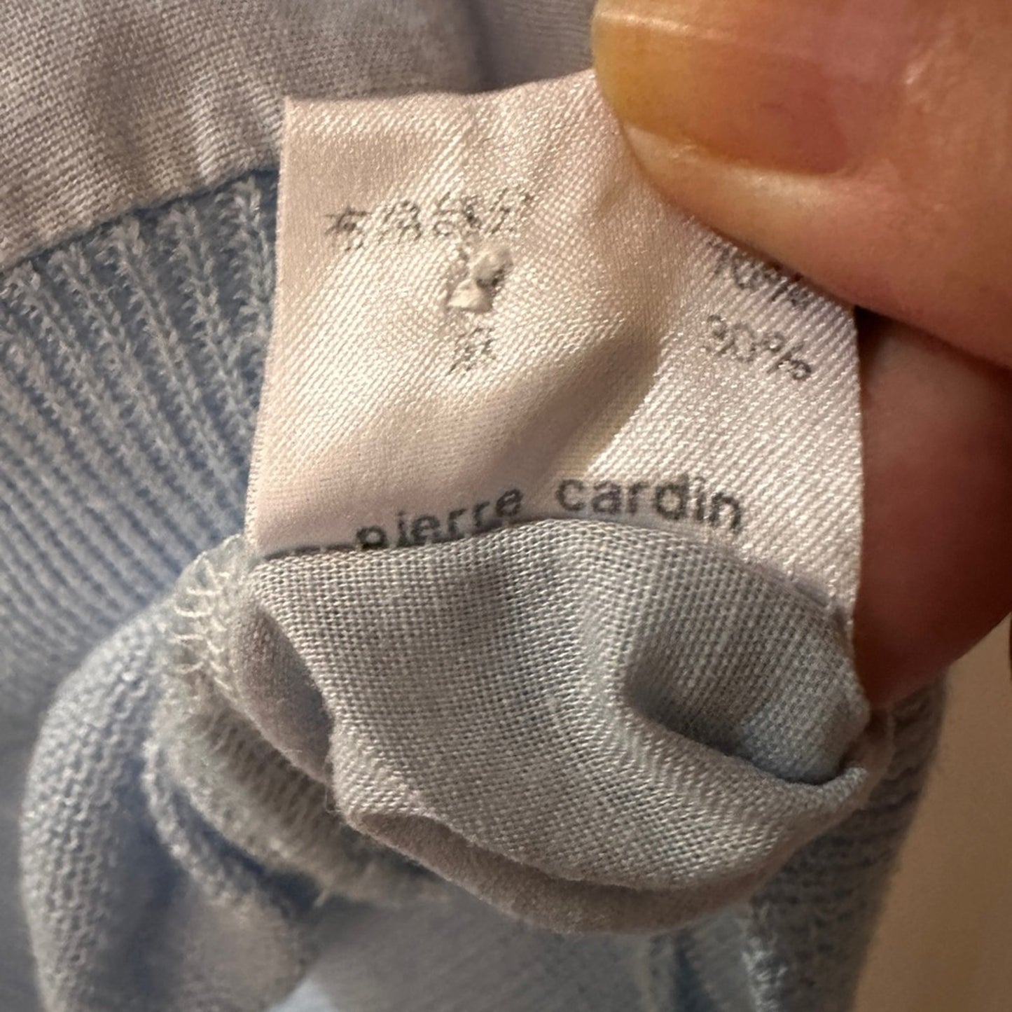 Pierre light blue and white textured Henley shirt size large