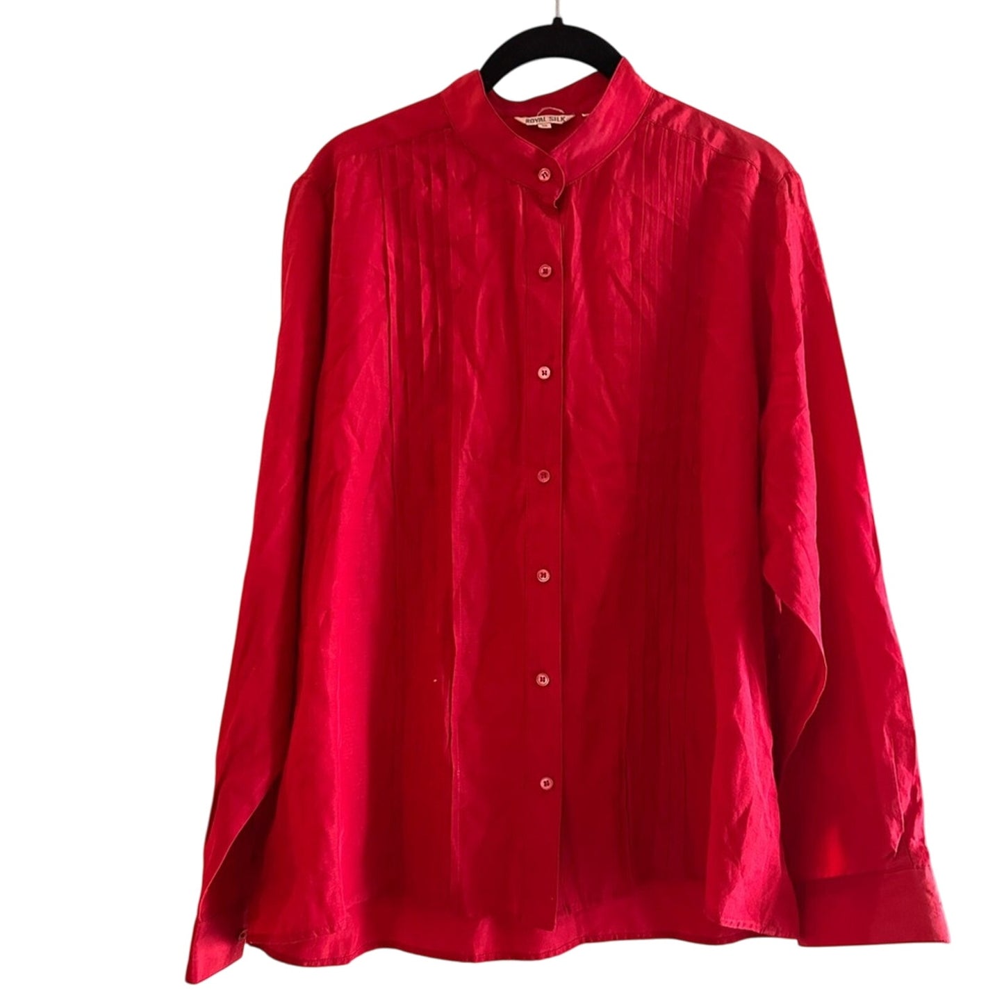 Vintage Royal silk woven red button up shirt size 16