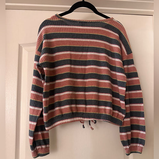 Nordstrom Girls multicolored striped waffle knit sweatshirt size XL