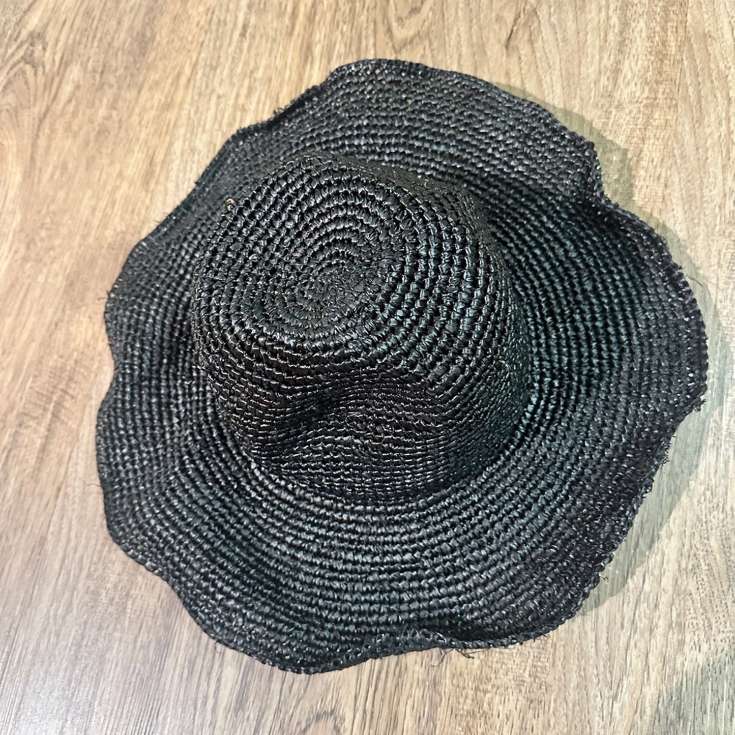 Black straw wide rimmed hat