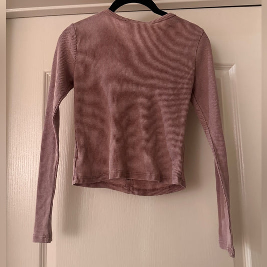 Pink Republic ribbed knit mauve long sleeve tee shirt size medium