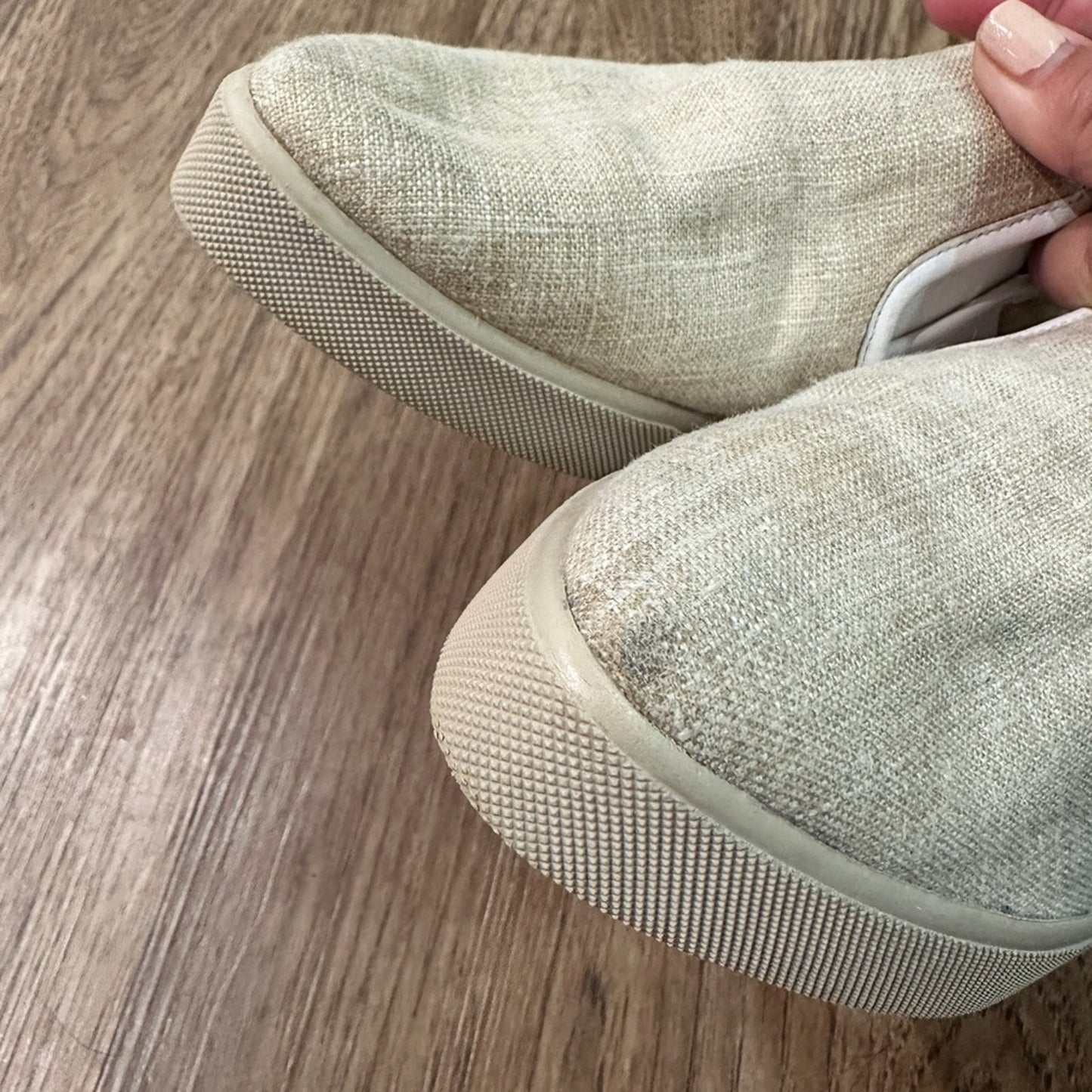 Vince slide on pointed toed beige canvas oxfords size 5.5