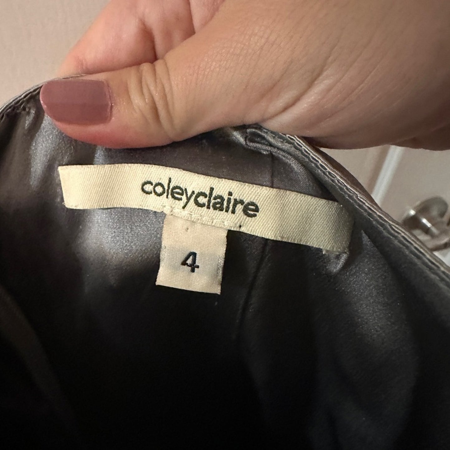 Coley Claire grey draped cocktail dress size 4