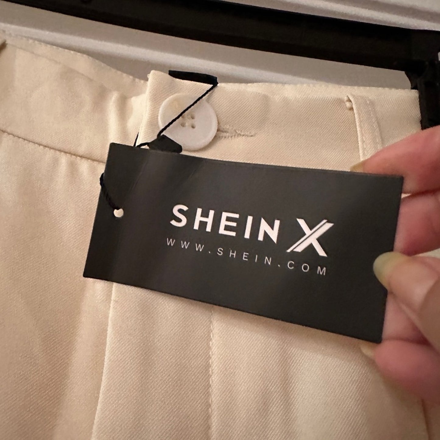 NWT SHEIN cream high waisted trouser pants size small