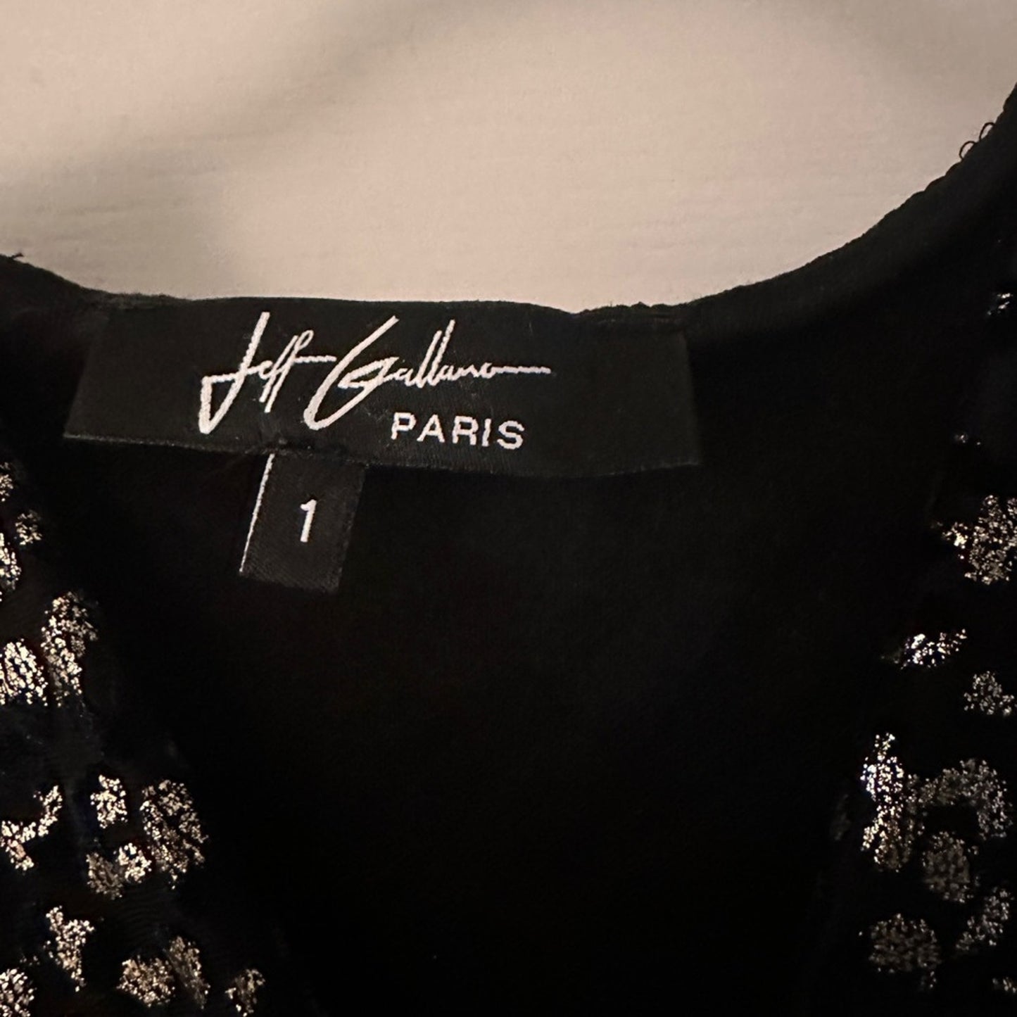 Jeff Gallano black and metallic animal print believer dress size 1 / small