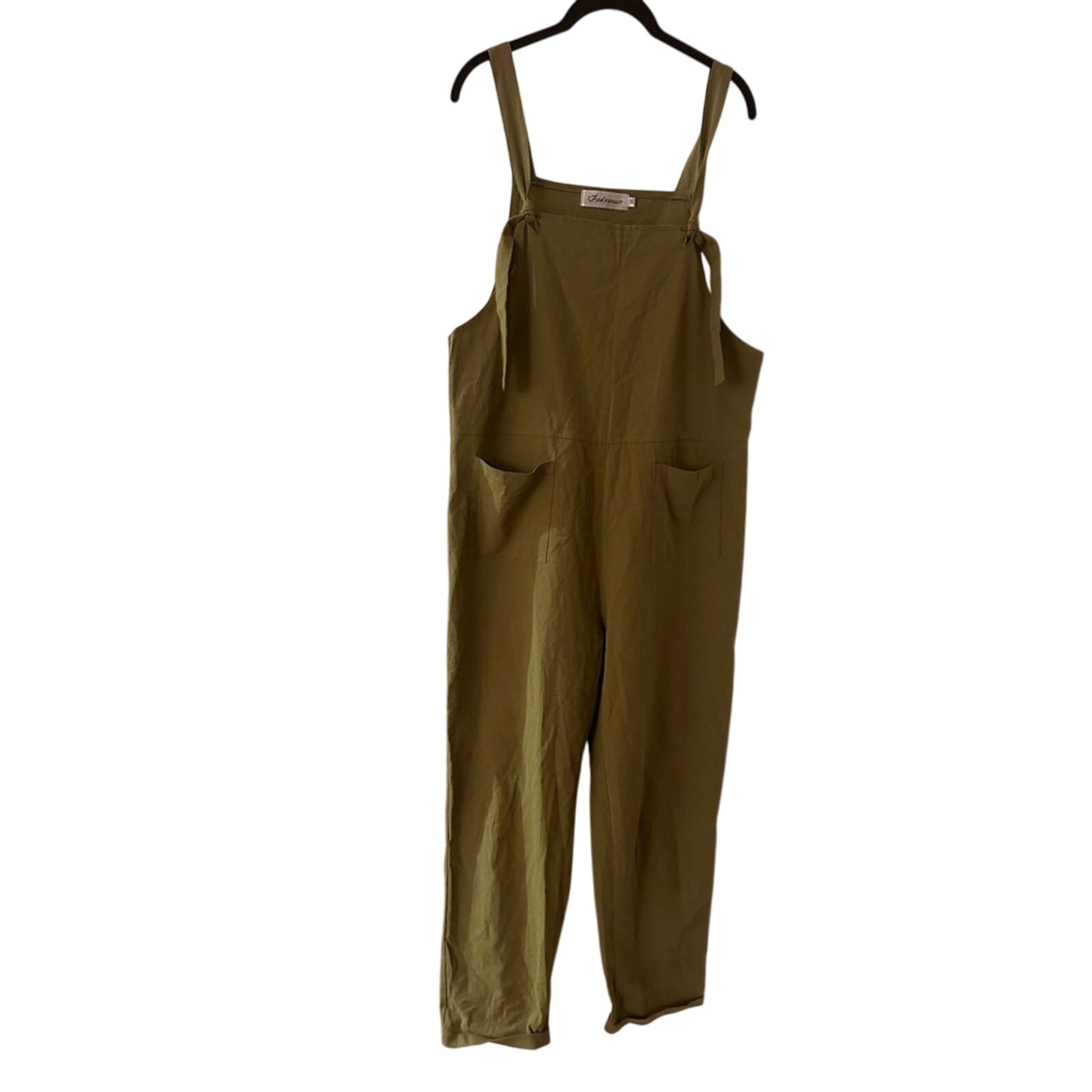 Aedvoouer cotton linen blend green jumpsuit size medium