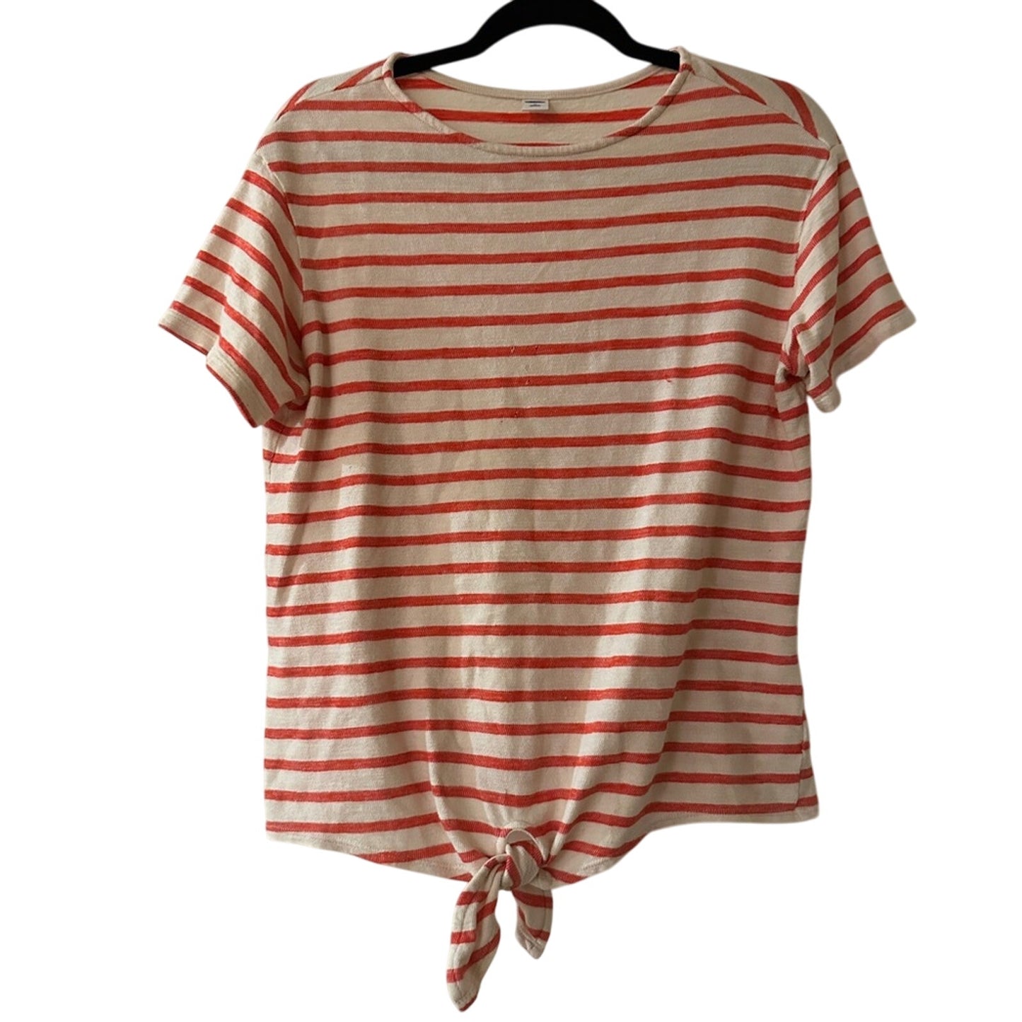 Old Navy Micro French Terry orange and white striped ss tee shirt size medium
