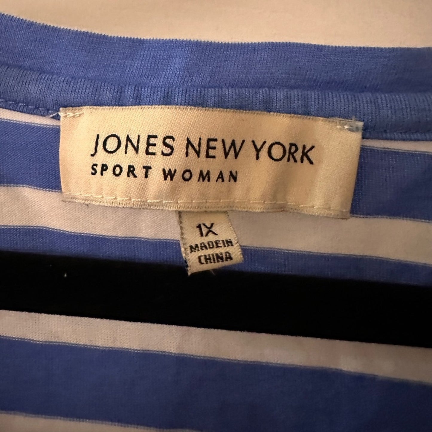 🍷Jones New York blue and white striped long sleeve tee shirt size 1X