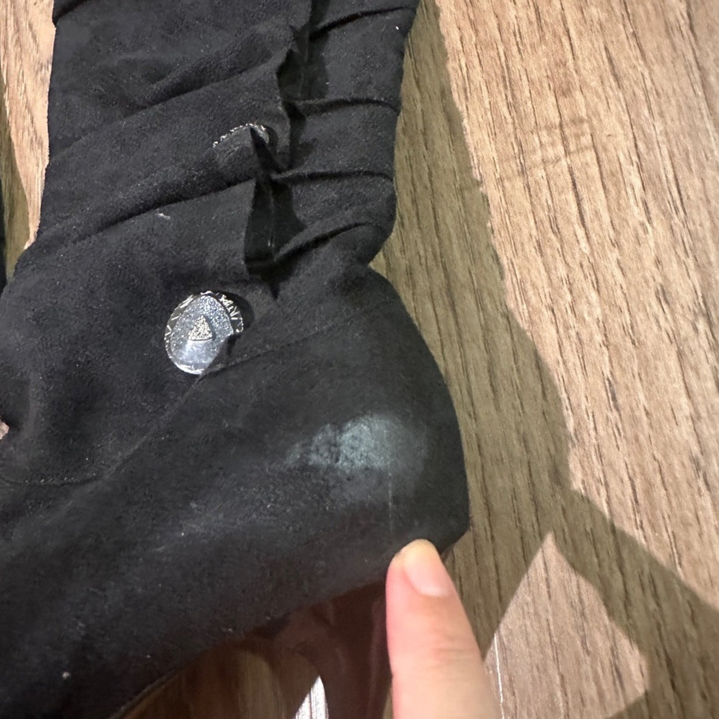 C. banner pointed toe heeled boots size 7