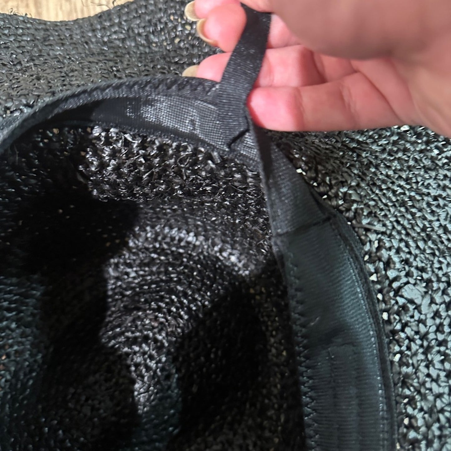 Black straw wide rimmed hat
