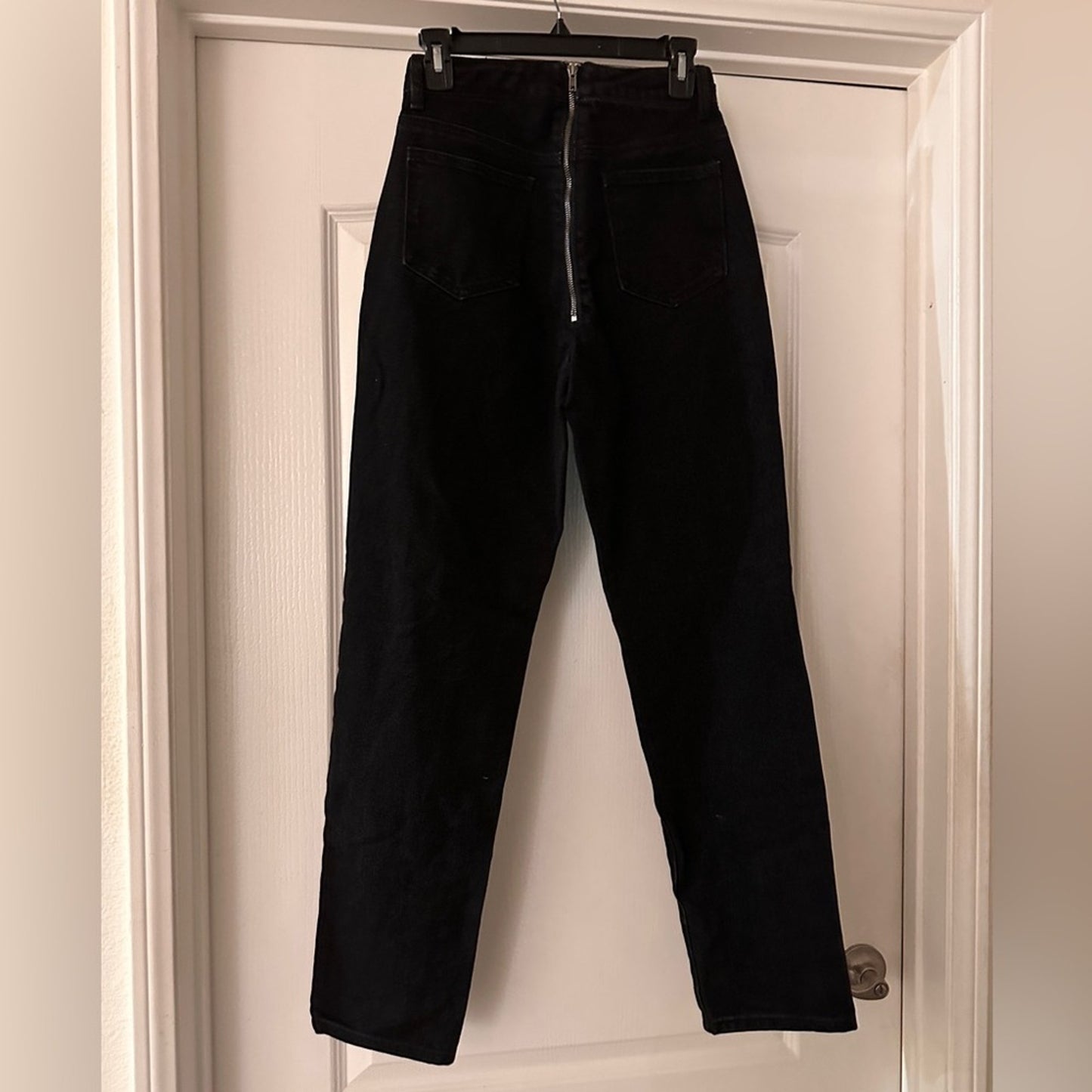 Prettylittlething black double zipper jeans size 4