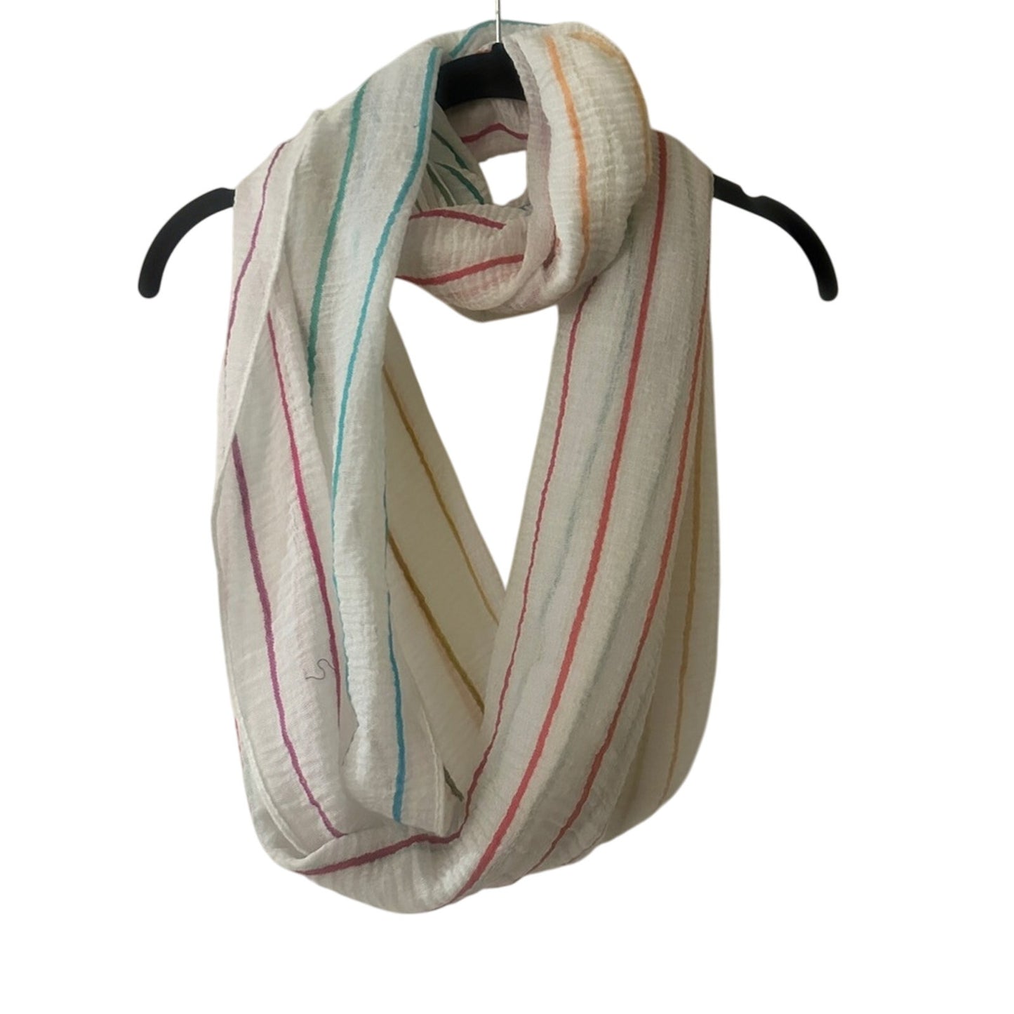 🍷Modena wool blend lightweight multicolored stripe circle infinity scarf
