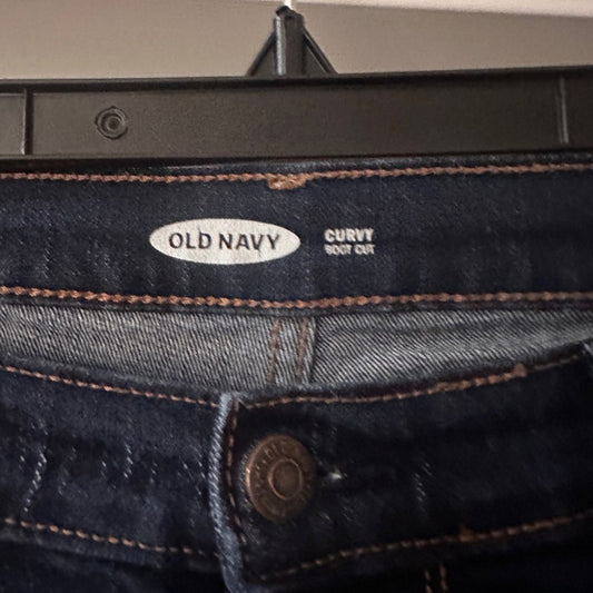 Old Navy dark wash curly bootcut jeans size 10